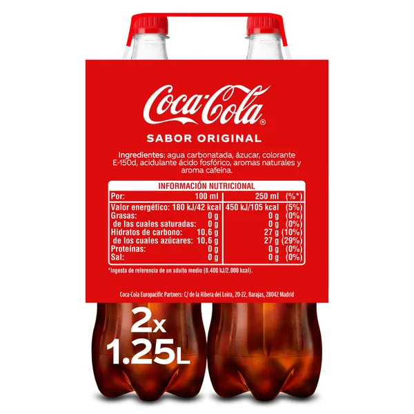 Refresco de cola sabor original Coca-Cola botella 2 x 1.25 L 2