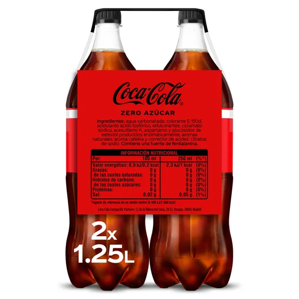 Coca-Cola zero azúcar 2 x 1,25 L 3