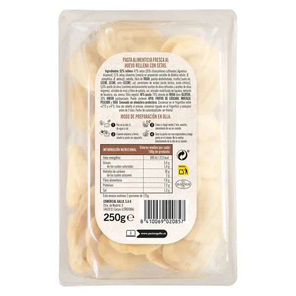 Pasta fresca rellena con setas del bosque Gallo bandeja 250 g 2