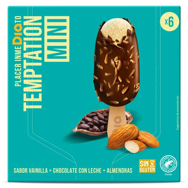 Helado mini bombón almendrado Dia Temptation 6 x 36 g 2