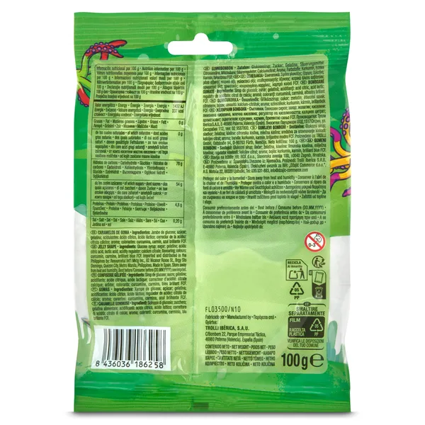 Golosinas pulpos pica pica Trolli bolsa 100 g 2