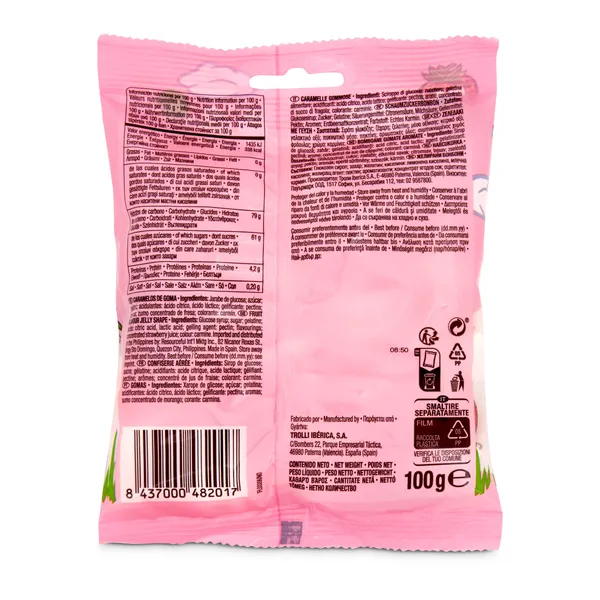 Golosinas besos de fresa Trolli bolsa 100 g 2