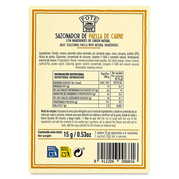 Sazonador para paella de carne Pote 12.5 g 3