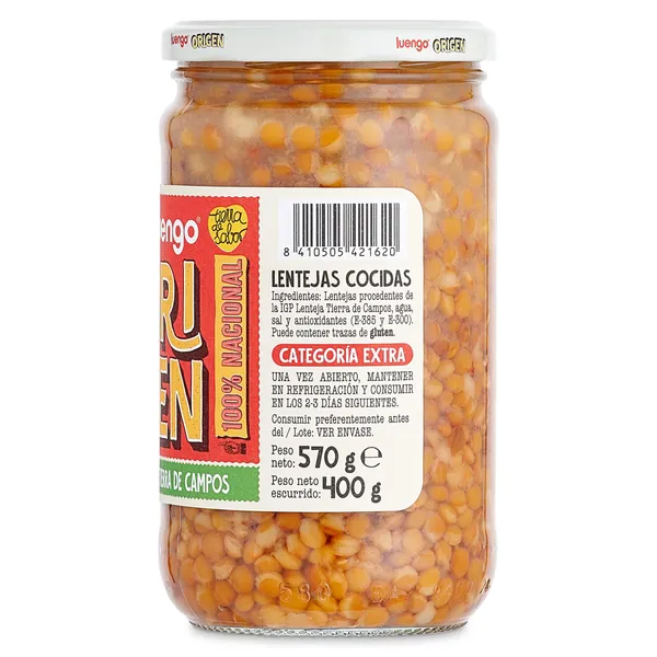 Lentejas cocidas IGP Tierra de Campos Luengo 400 g 2