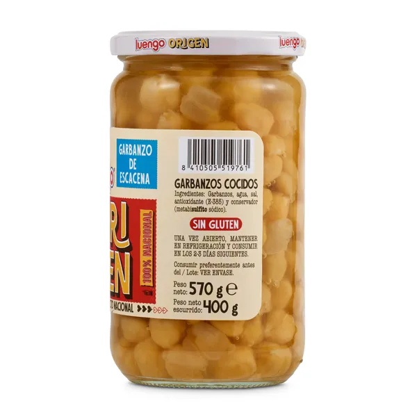 Garbanzos de escacena cocidos Luengo frasco 400 g 2