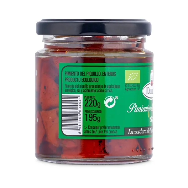 Pimientos del piquillo ecológico Dantza frasco 195 g 3