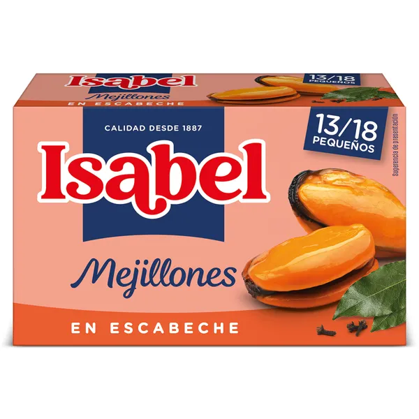 Mejillones en escabeche 13/18 piezas Isabel lata 69 g 2
