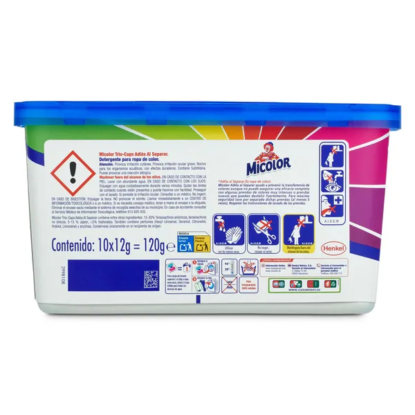 Detergente máquina cápsulas Micolor caja 10 lavados 3