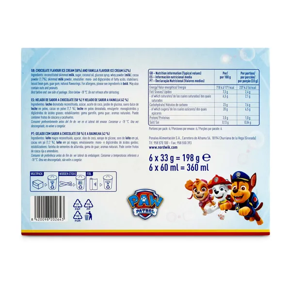 Helado patrulla canina 6 unidades Nordwik caja 210 g 3