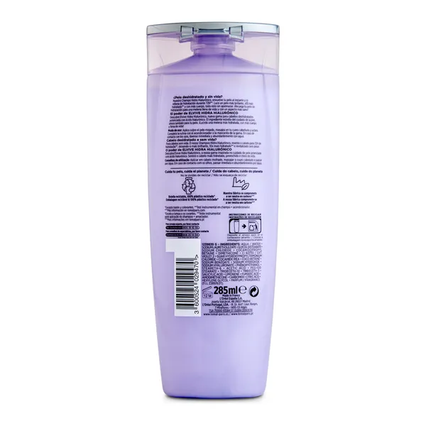 Champú hidra con ácido hialurónico Elvive botella 285 ml 2