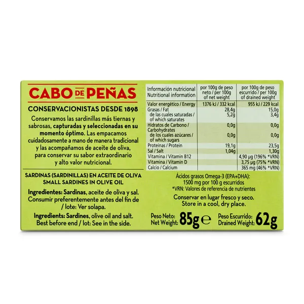 Sardinillas en aceite de oliva Cabo de Peñas 62 g 5