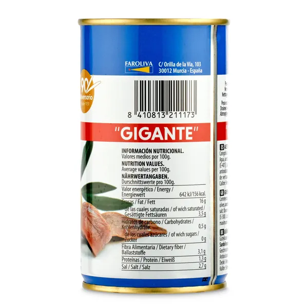 Aceitunas rellenas de anchoa El faro lata 150 g 2