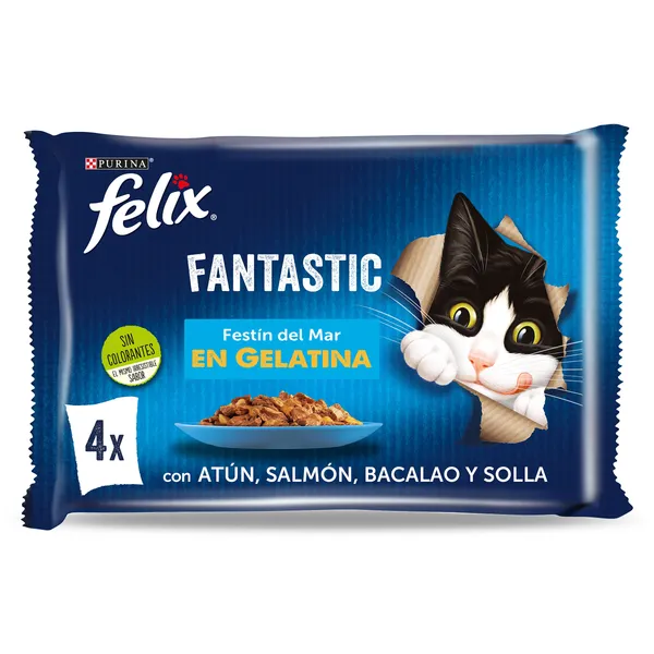 Alimento para gatos fantastic sabor festín del mar Felix 4 x 85 g 2