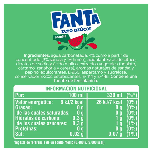 Fanta de sandía zero 330 ml 3