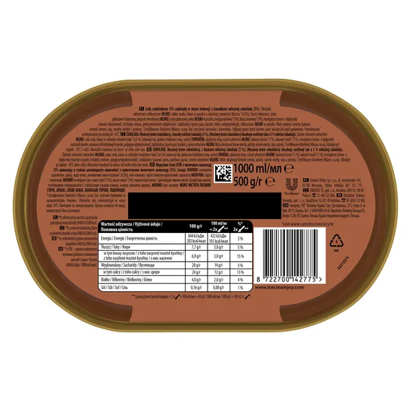 Helado de chocolate Carte D'Or tarrina 500 g 3