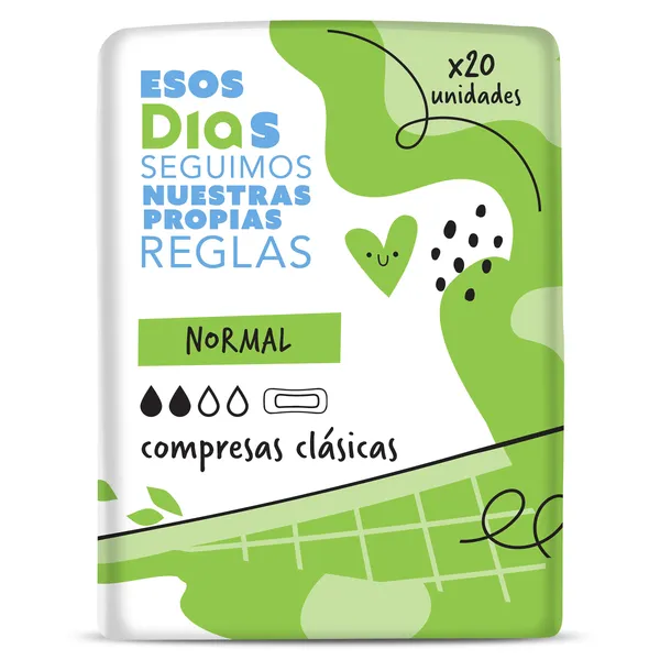 Compresas clásicas normal sin alas Esos Dias bolsa 20 unidades 2