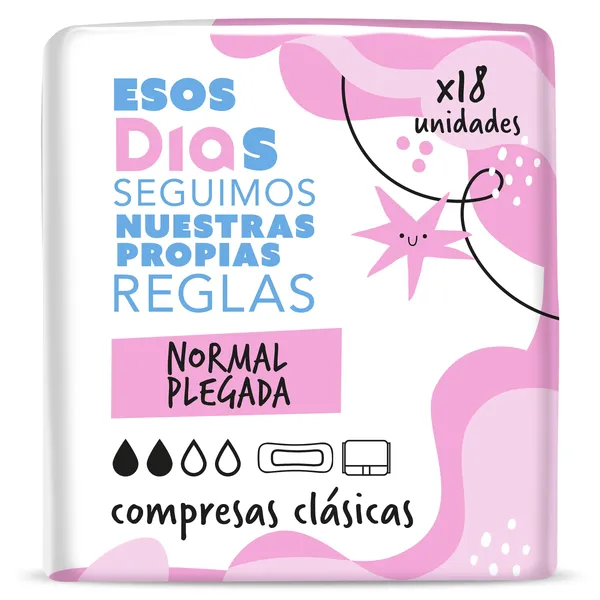 Compresas clásicas normal plegada Esos Dias bolsa 18 unidades 2