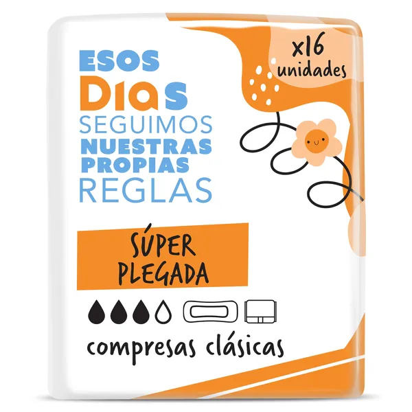 Compresas clásicas súper plegada Esos Dias bolsa 16 unidades 2