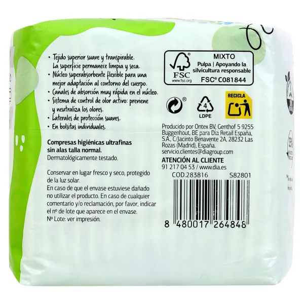 Compresas ultrafina normal sin alas Esos Dias bolsa 16 unidades 3