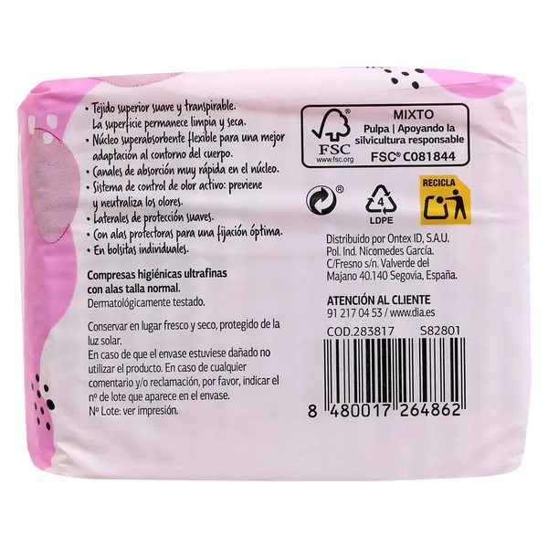 Compresas ultrafinas normal con alas Esos Dias bolsa 16 unidades 3