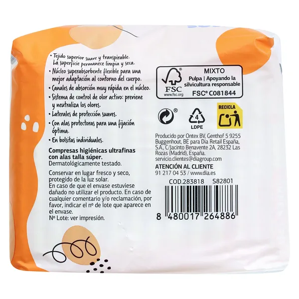 Compresas ultrafinas super con alas Esos Dias bolsa 14 unidades 3