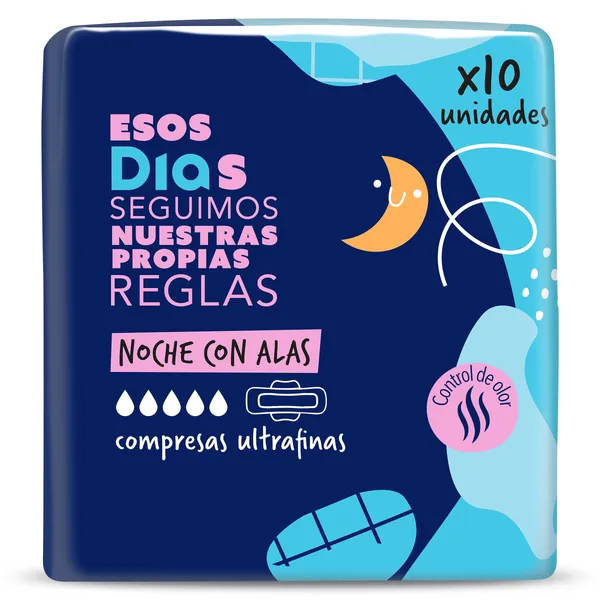 Compresas ultrafina noche con alas Esos Dias bolsa 10 unidades 2