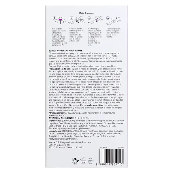 Bandas de cera depilatoria corporal aloe vera Imaqe de Dia caja 20 unidades 4