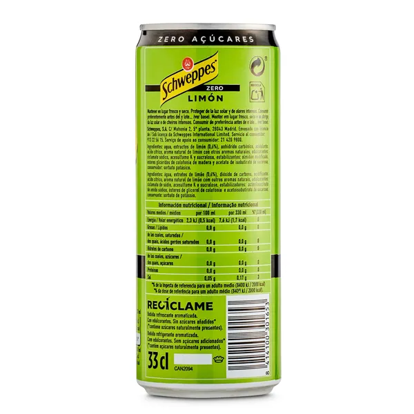 Schweppes de limón zero 330 ml 3