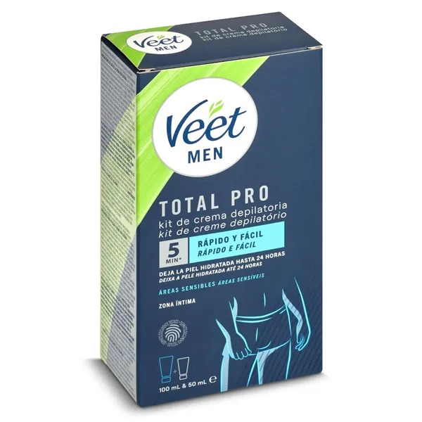 Crema depilatoria áreas sensibles + bálsamo post-depilación Veet Men caja 150 ml