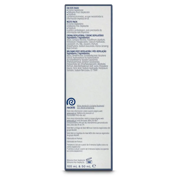 Crema depilatoria áreas sensibles + bálsamo post-depilación Veet Men caja 150 ml 3