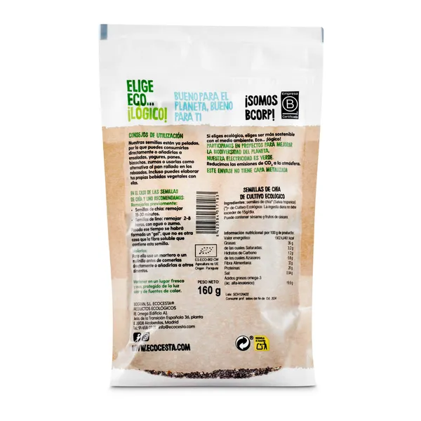 Semillas de chía Ecocesta bolsa 160 g 2