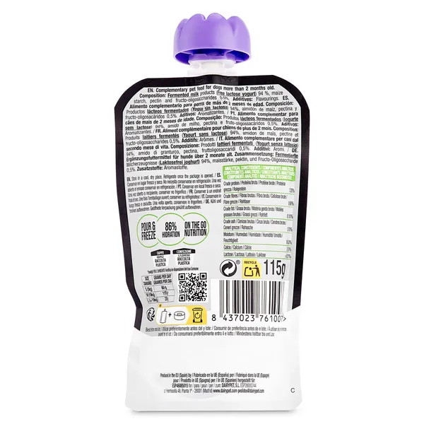 Yogur para perros sabor natural Yowup bolsa 115 g 2
