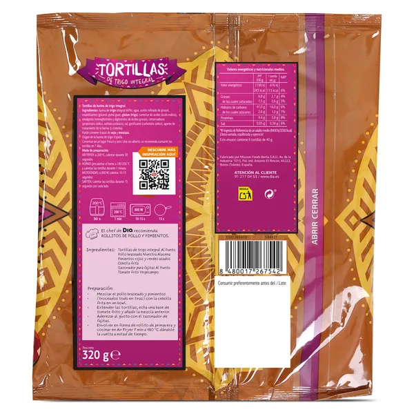 Tortillas de trigo integral Al Punto Dia 320 g 2
