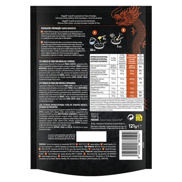 Fideos orientales classic magic asia Maggi sobre 121 g 2