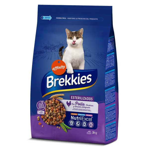 Alimento para gatos esterilizados con pollo Brekkies 3 Kg 2