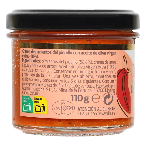 Crema de pimientos del piquillo Nuestra Alacena de Dia frasco 110 g 2
