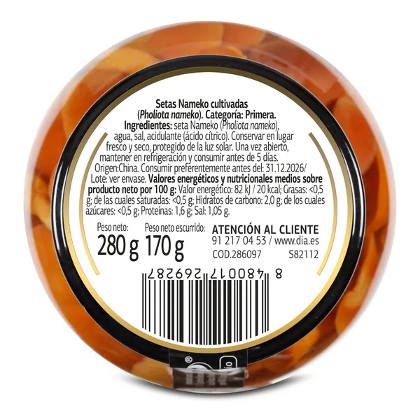 Setas nameko Vegecampo de Dia frasco 170 g 2