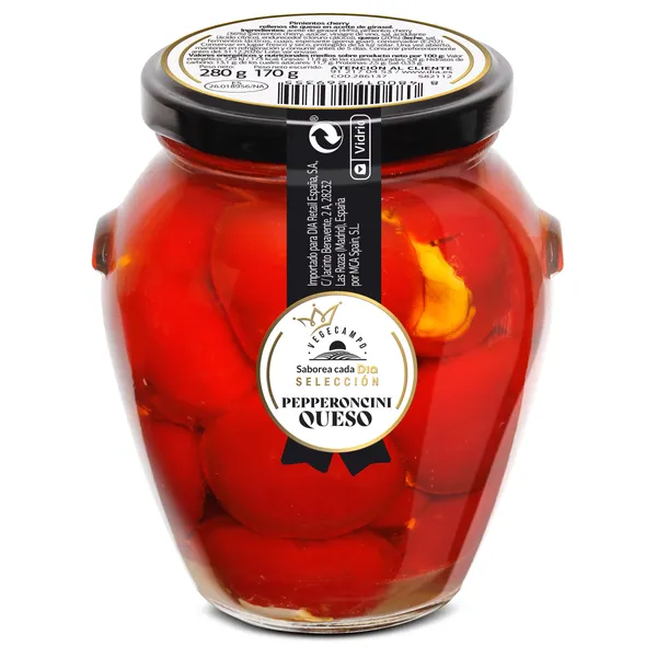 Pepperoncini rellenos de queso Vegecampo de Dia frasco 170 g