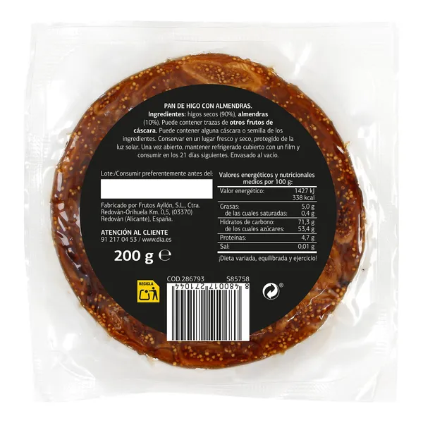 Pan de higo con almendras Naturmundo de Dia bolsa 200 g 2