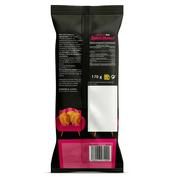 Maíz frito sabor barbacoa Dia Snack Maniac 170 g 2