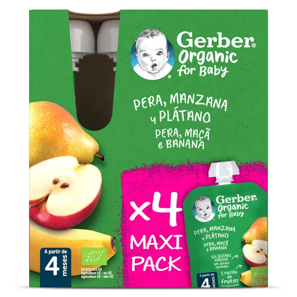 Puré de pera, manzana y plátano Gerber bolsa 4 x 90 g 2