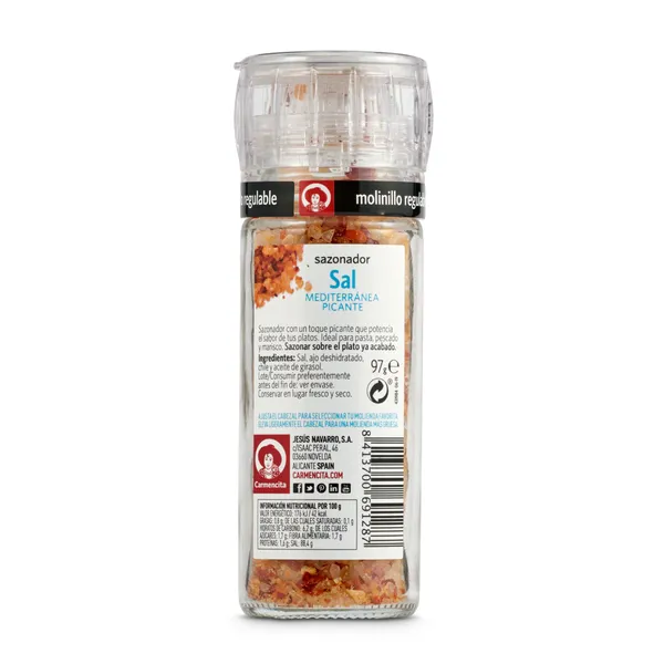 Sal picante mediterránea molinillo Carmencita frasco 97 g 2