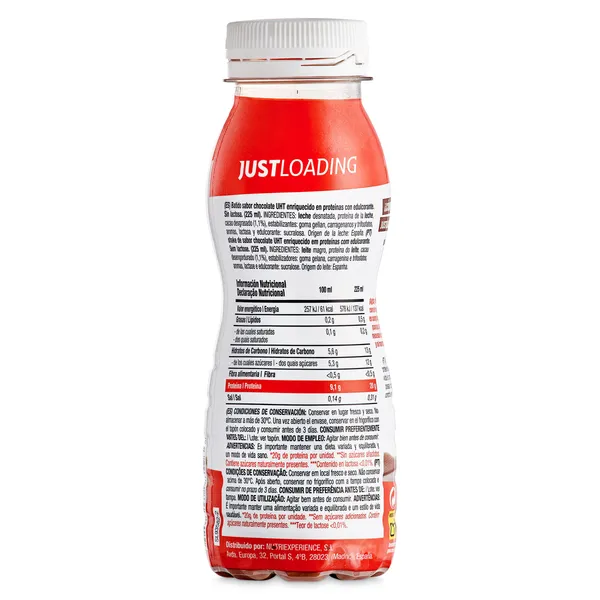 Batido alto en proteínas sabor chocolate Just loading botella 225 ml 2