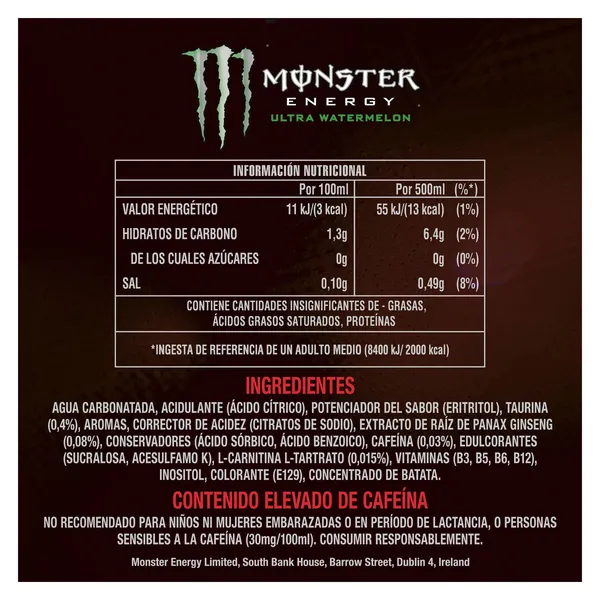 Monster ultra sandía zero 500 ml 3