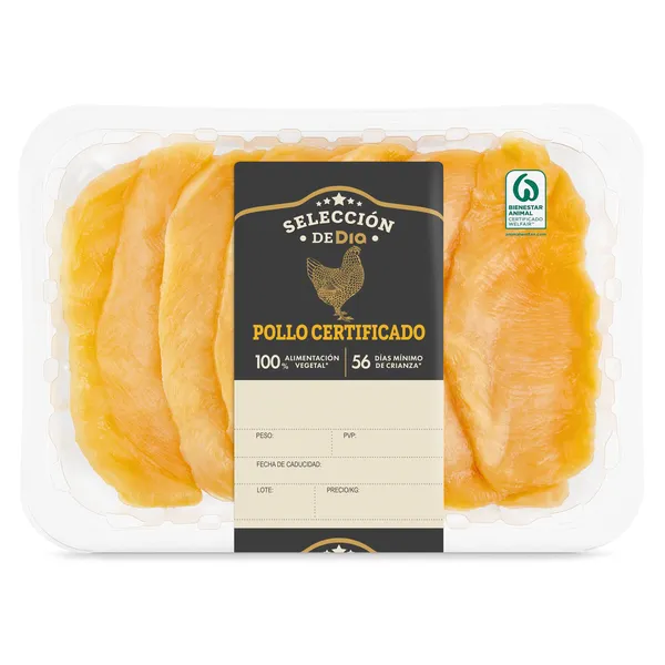 Pechuga fileteada de pollo certificado Selección de Dia 550 g aprox. 3
