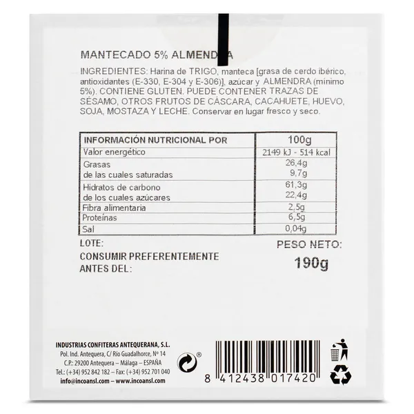 Mantecados de almendra La flor de Antequera caja 190 g 3