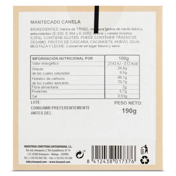Mantecados de canela La flor de Antequera caja 190 g 3