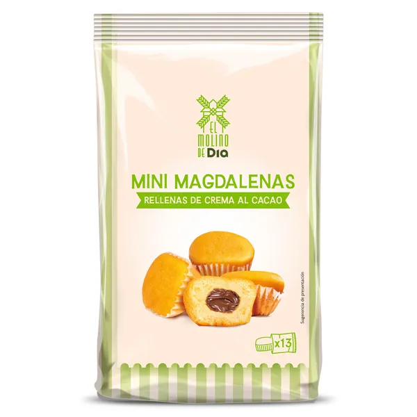 Mini magdalenas rellena de chocolate El molino de Dia bolsa 180 g 2