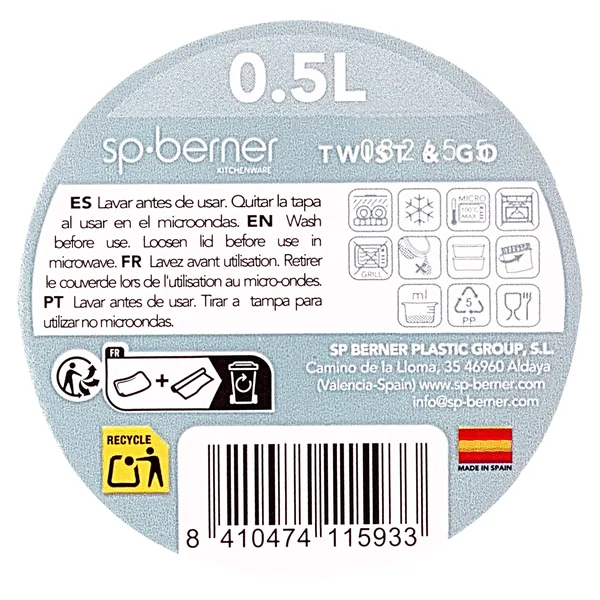Recipiente de plástico 500 ml set 3 5