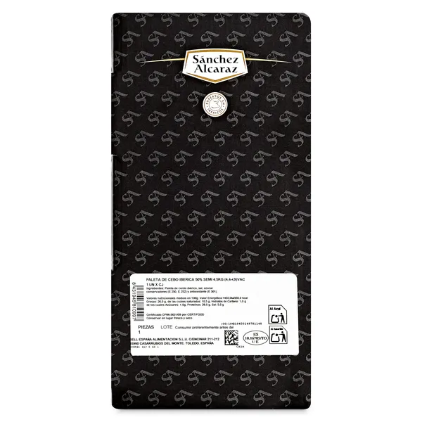Paleta cebo 50% raza ibérica semideshuesado Sánchez Alcaraz 4.5 Kg 6